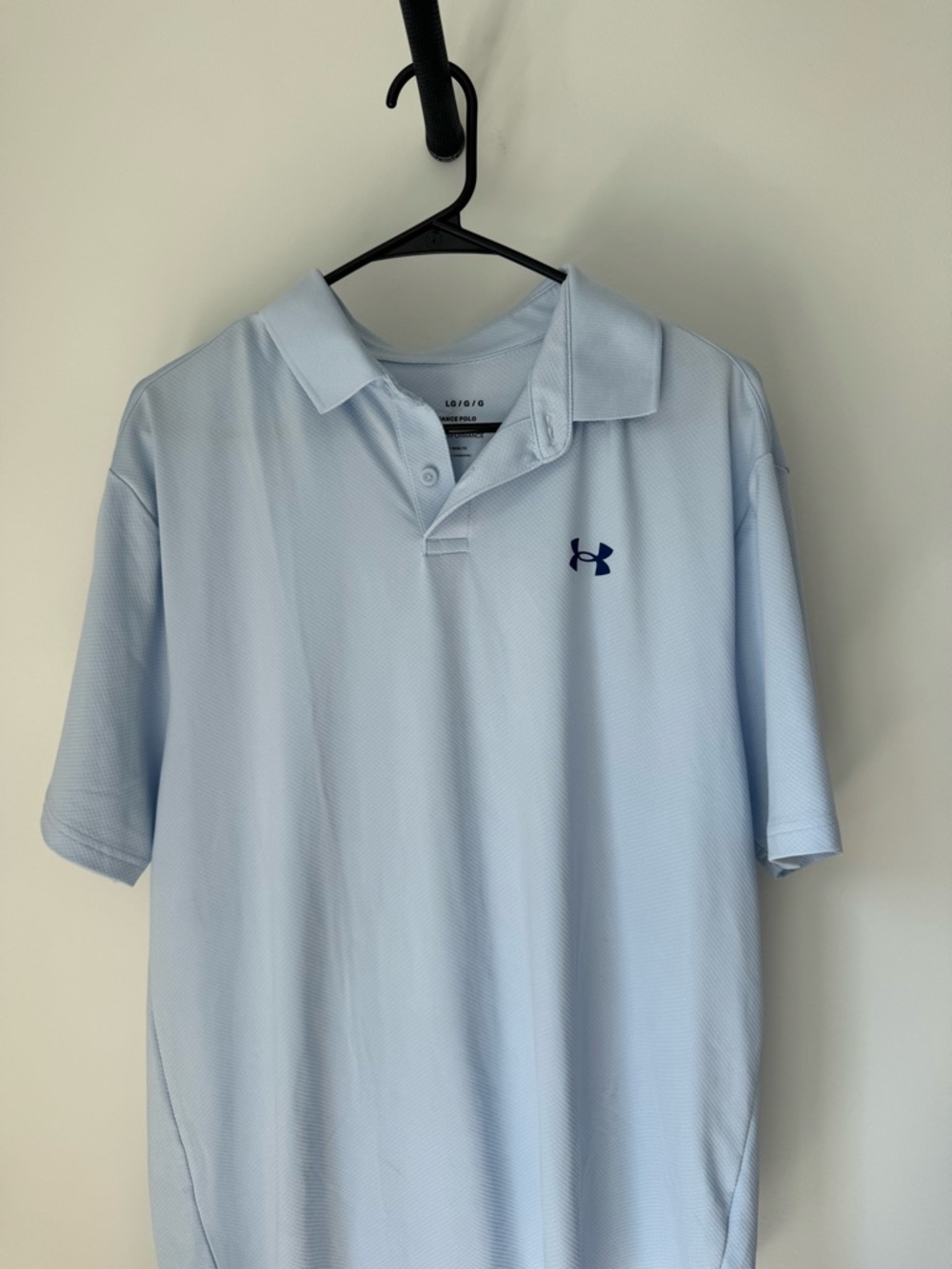LG Light Blue Men's Polo Shirt with Navy Logo